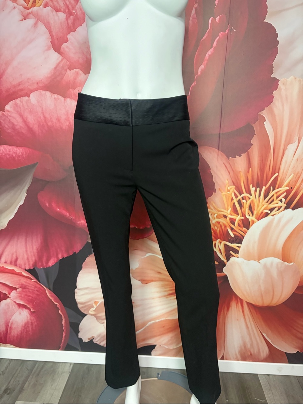 Alberto Makali Women’s Size 2 Black Straight Leg Pants Wide Waistband USA